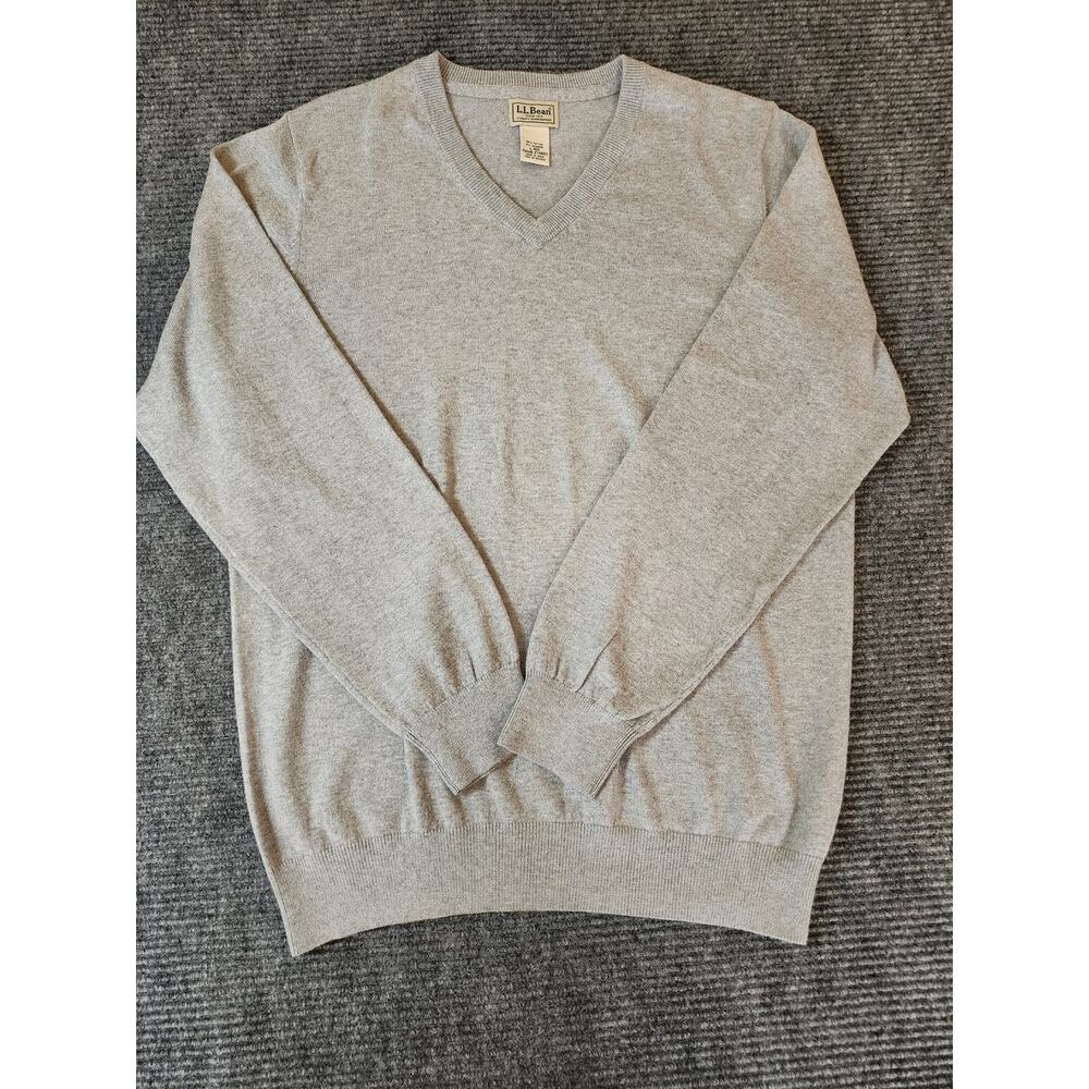 LL Bean Men's Large Cotton-Cashmere Blend Long Sleeve V-Neck Sweater Classic